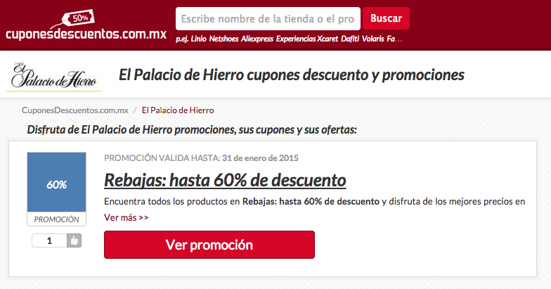 El palacio de hierro promociones Promociones de Palacio de hierro y oferta de los cupones