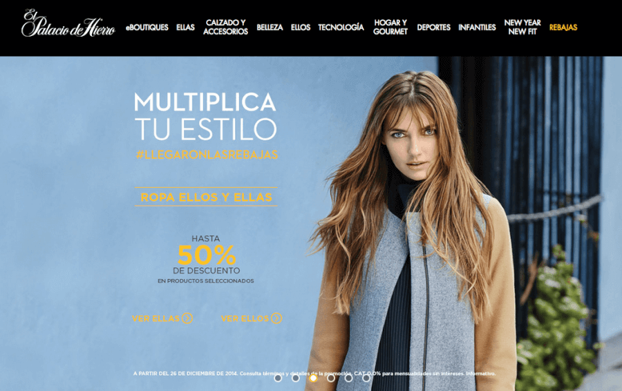Productos de ropa de lujo en el palacio de hierro