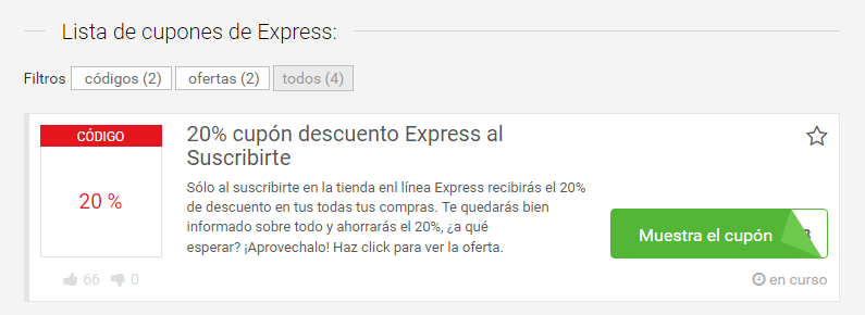 cupones descuento Express