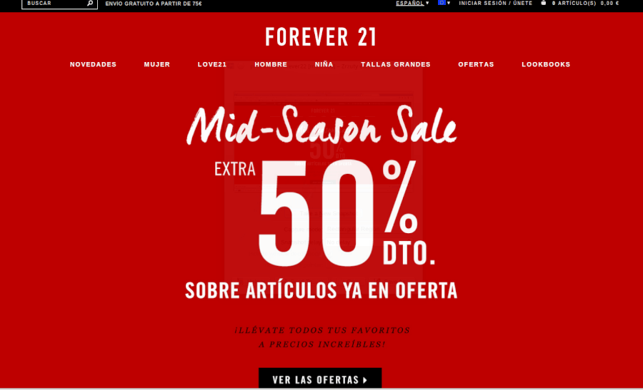 Visita la página principal de Forever21 y aprovecha los descuentos