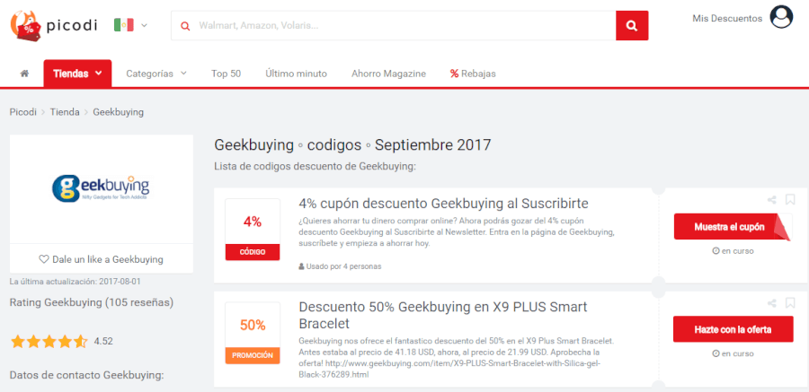 promociones página home geekbuying