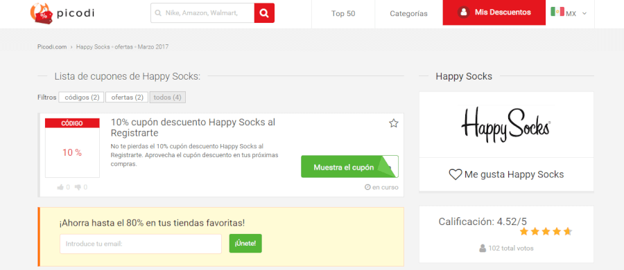 cupones descuento happy socks
