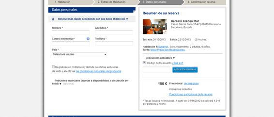 disponibilidad de la reserva hoteles barceló