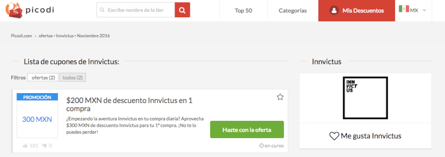 promociones innvictus en Picodi