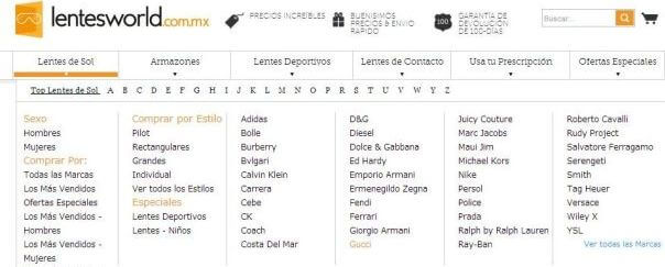 proceso de búsqueda lentesworld