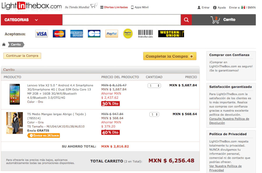 Oferta Light in the box Productos de Light in the box, categorias, envio, mexico