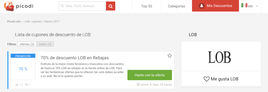 cupones descuento LOB