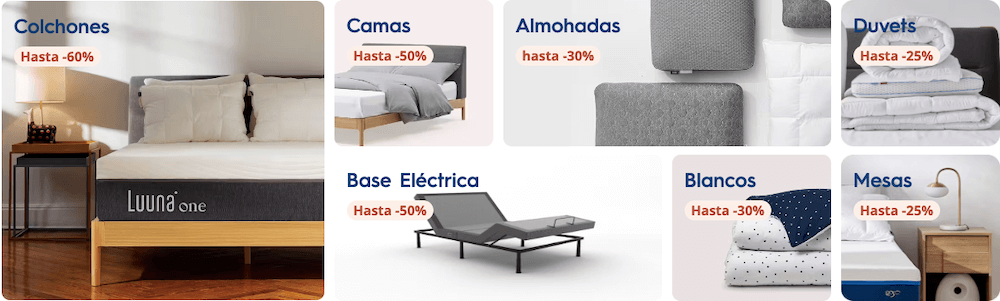 Las categorías de productos vendidos en Luuna