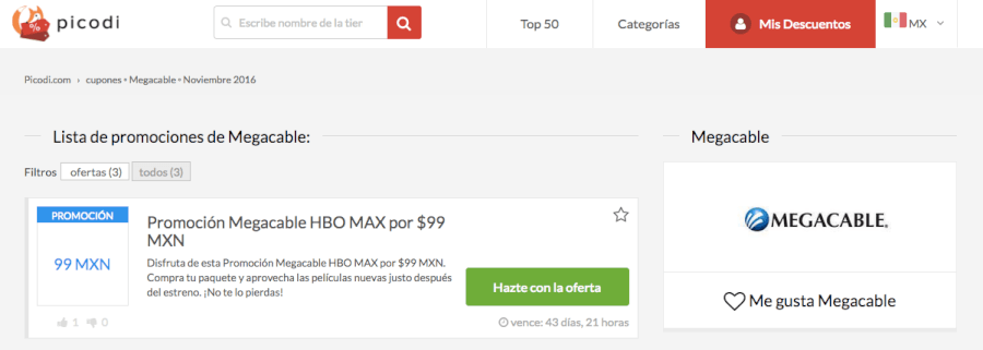 promociones megacable en Picodi