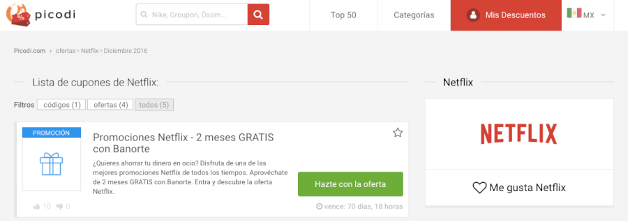 promociones Netflix en Picodi