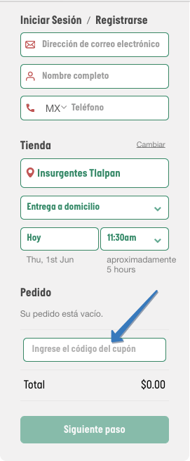 Dónde ingresar el cupón Papa Johns en la página web
