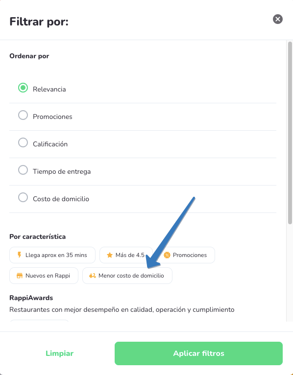 Entrega gratuita Rappi