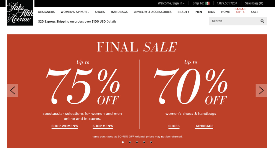 oferta saks fifth avenue