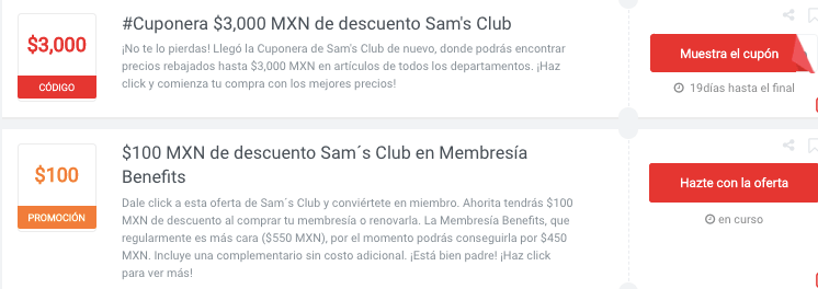 promociones y cupones Sam's Club