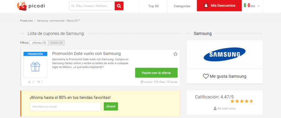 cupones descuento Samsung
