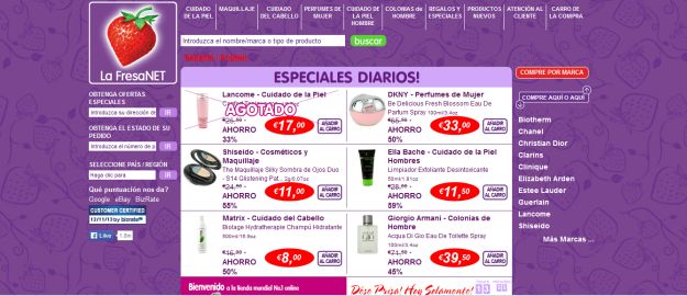 catálogo de productos página home strawberrynet