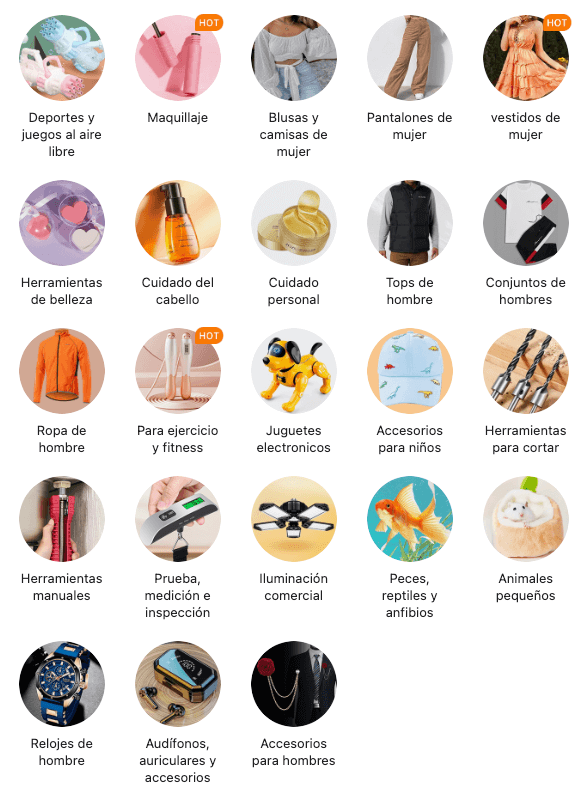 Gama de productos Temu