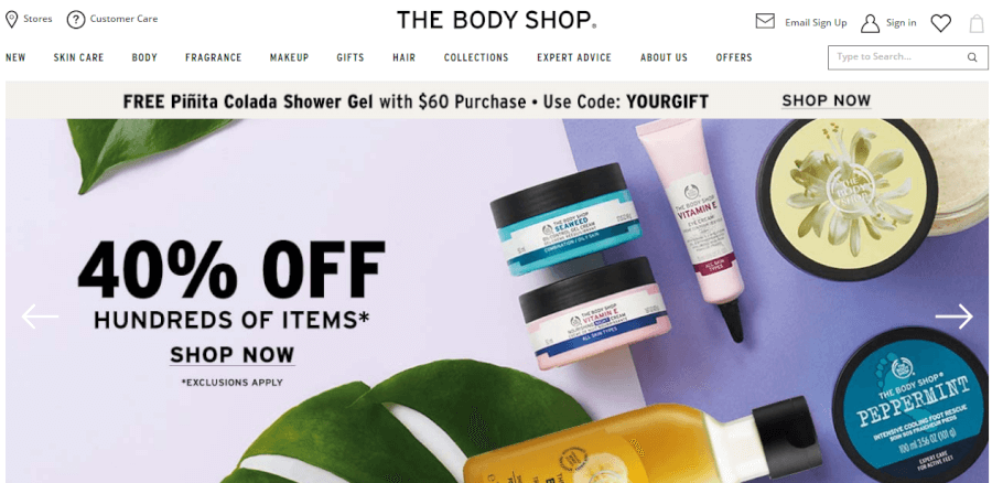 promociones página home the body shop