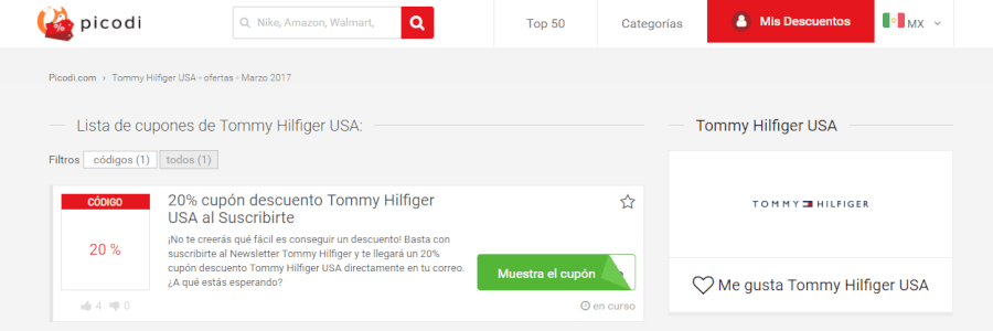 cupones descuento Tommy hilfiger