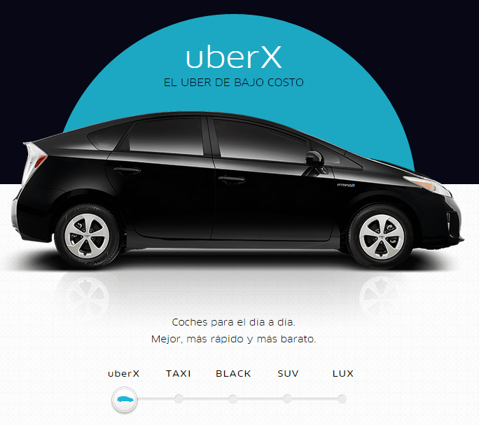 Tipos de vehiculos en Uber