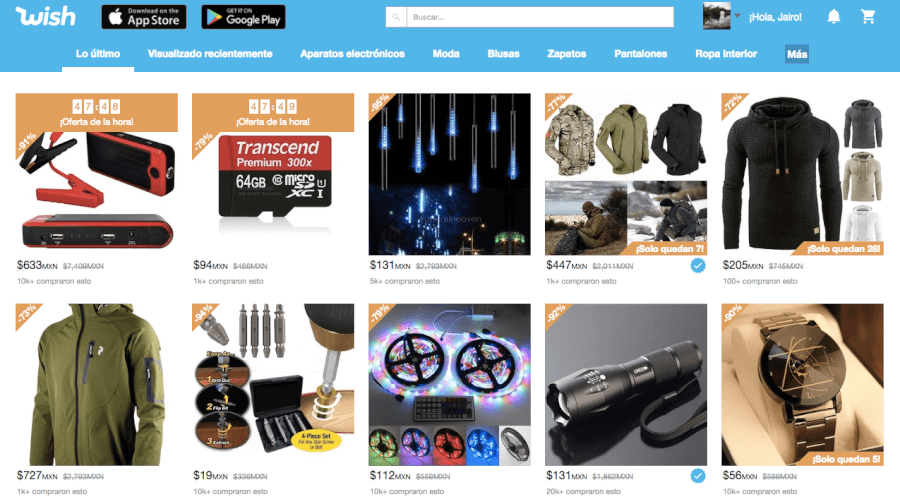 oferta wish pagina principal