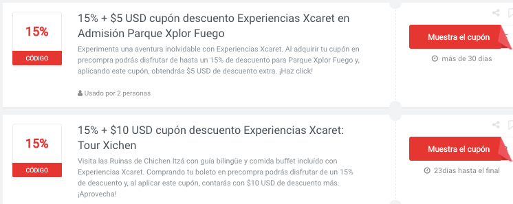 cupones descuento Experiencias Xcaret