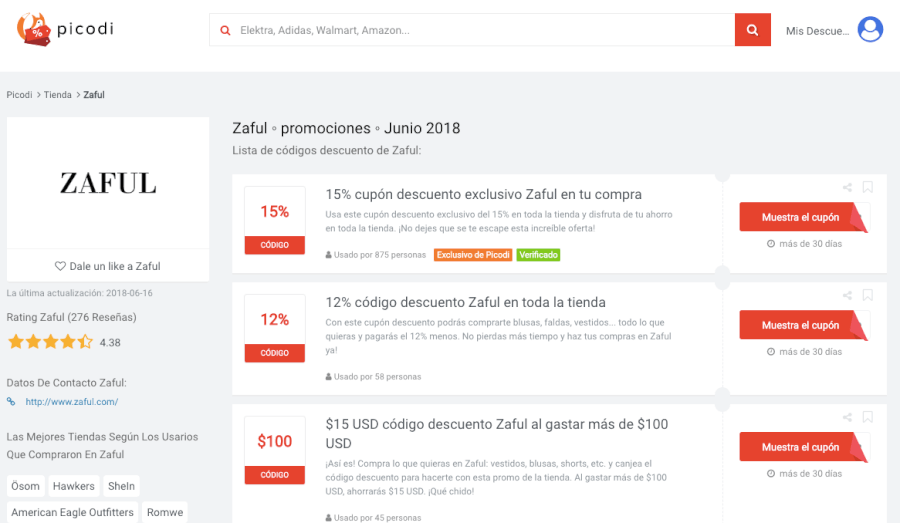 Zaful cupones descuento