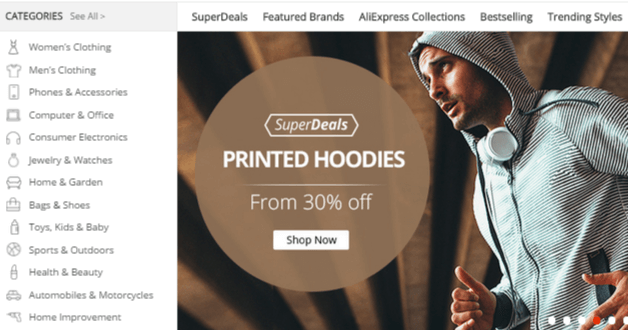Aliexpress - type of products available Aliexpress - type of products available