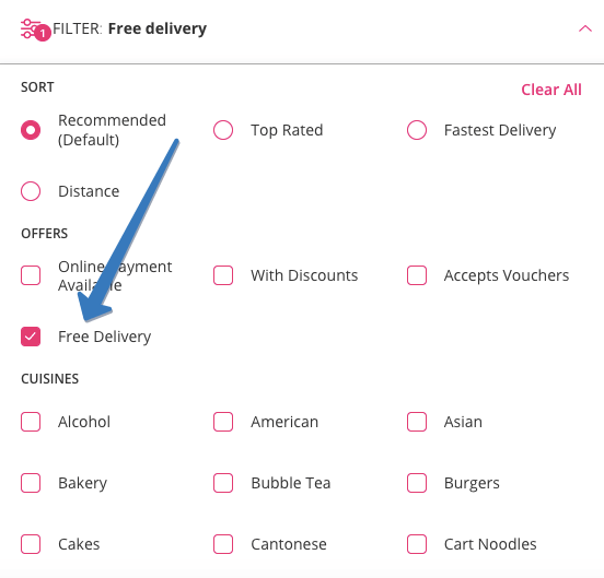 Foodpanda free delivery