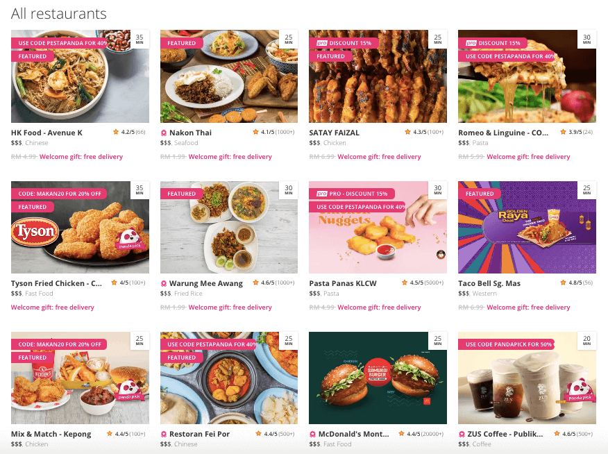 Foodpanda users can enjoy a wide range of restaurants