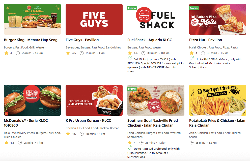 GrabFood users can enjoy a wide range of restaurants