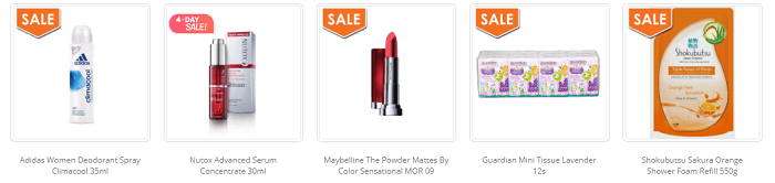 Sample products at Guardian