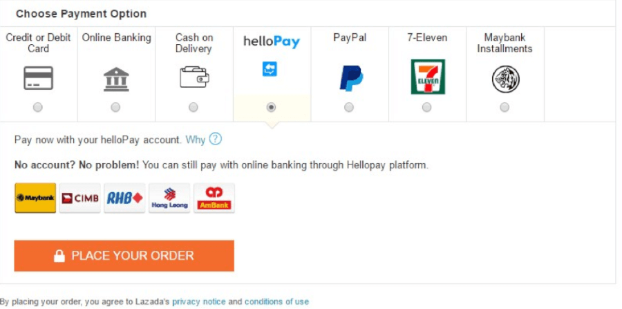 Payment options available at Lazada Payment options available at Lazada