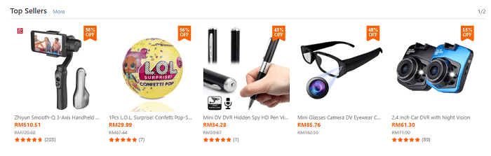 Top sellers at TomTop