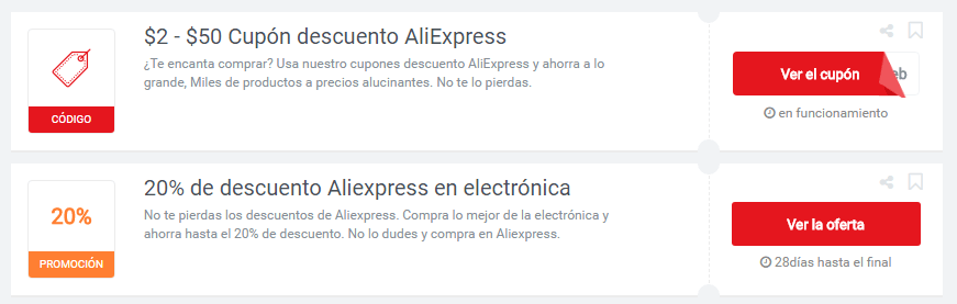 cupones descuento Aliexpress