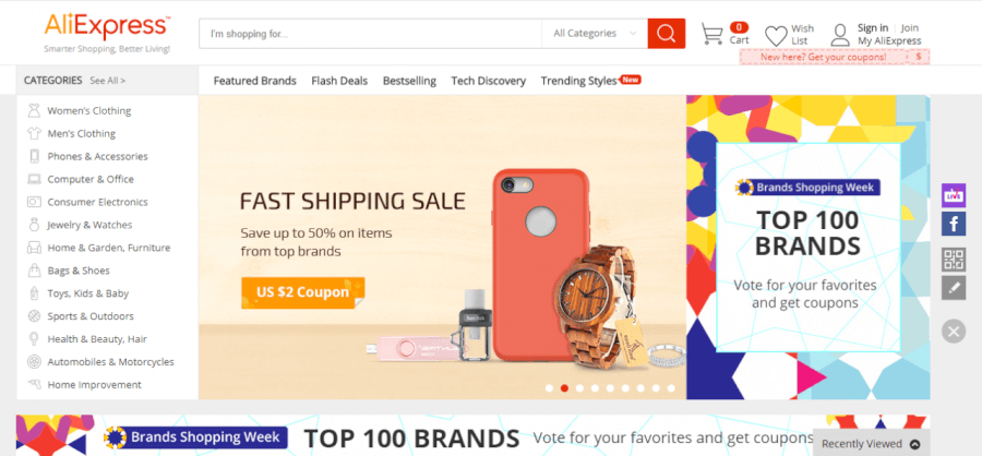 categorías Aliexpress