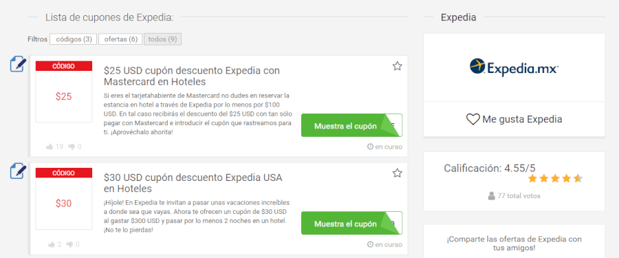 cupones descuento Expedia