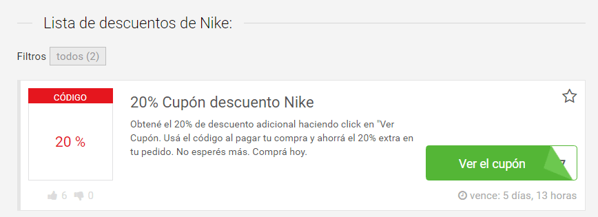 Nike codigos discount de descuento