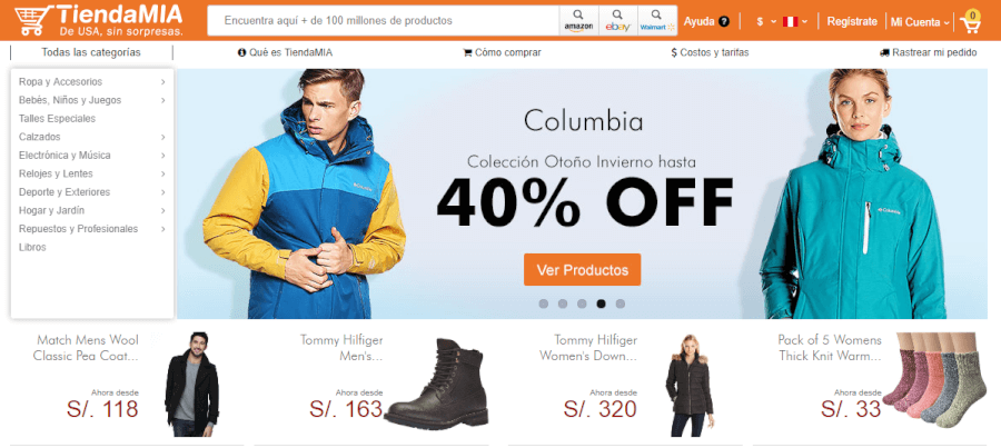 categorías TiendaMIA