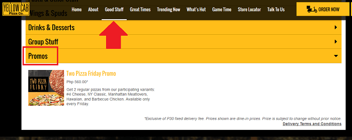 The restaurant’s promos and discounts