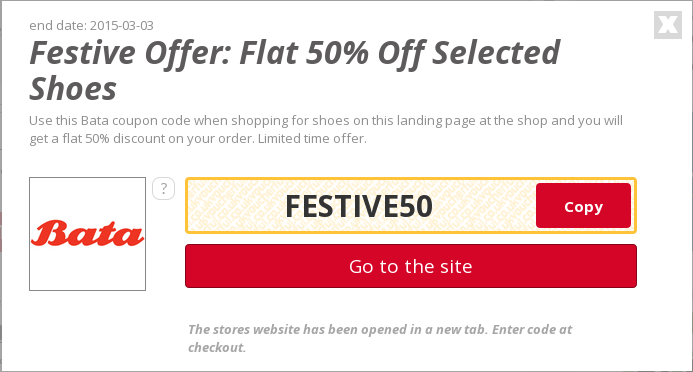 Bata shareholder discount coupons