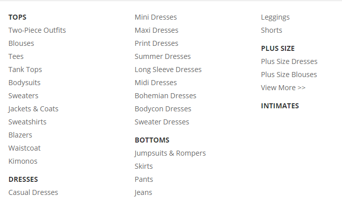 Women's Fashion Selection