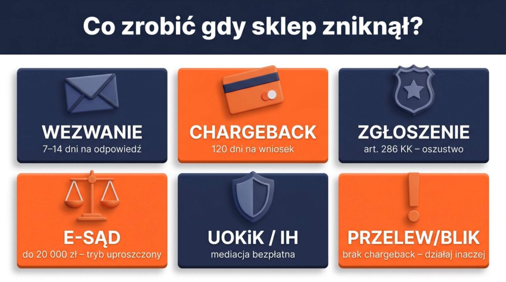 sklep zniknął oszustwo chargeback wezwanie