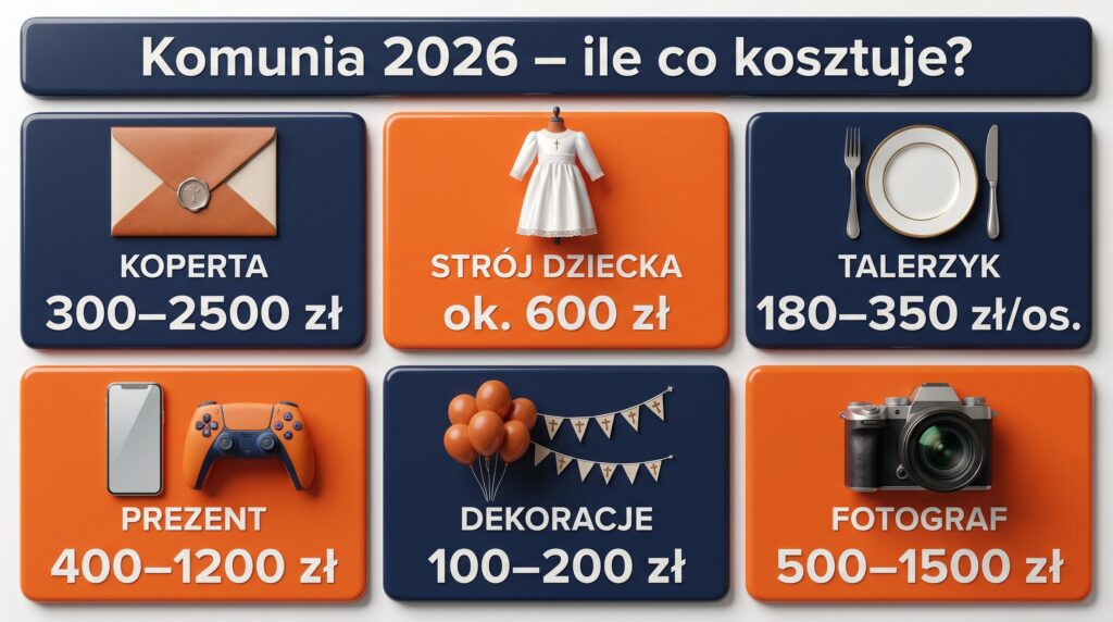 komunia 2026 prezenty koszty
