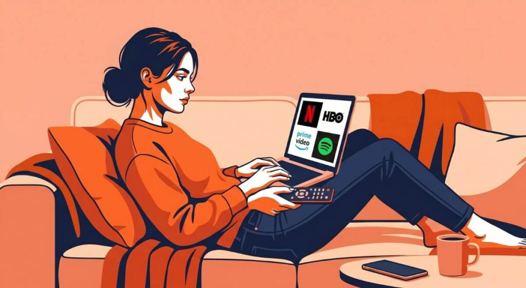 kobieta na kanapie subskrypcje