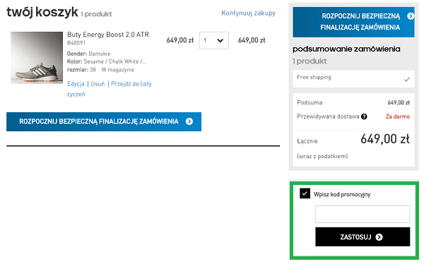 Jak aktywować kod rabatowy Adidas