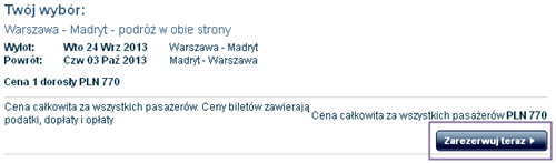 Przykładowe podsumowanie zamówienia