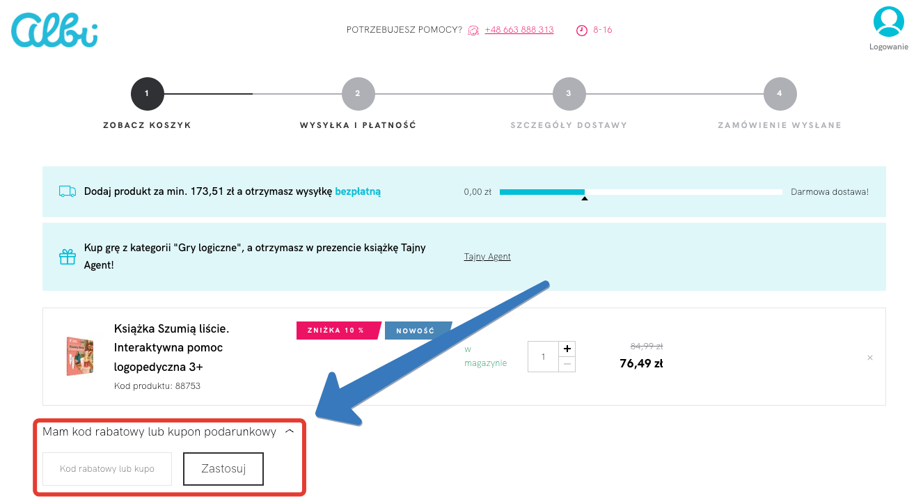 Pole na kod rabatowy w koszyku – Albi Polska