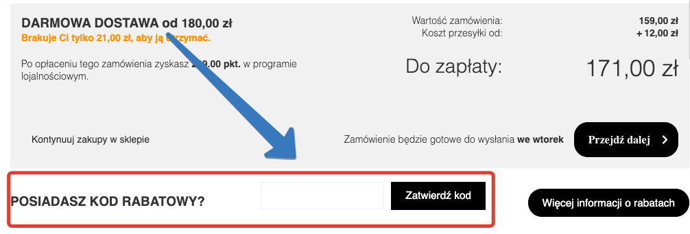 Pole na kod rabatowy w Alechrzest