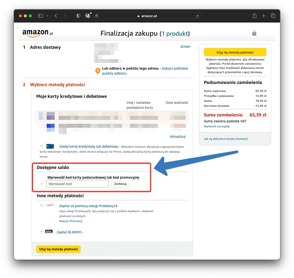 Gdzie znajduje się pole na kod rabatowy Amazon